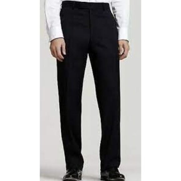 Hugo Boss James Brown Wool Flat Front Dress Pants Black 35R - Picture 7 of 7